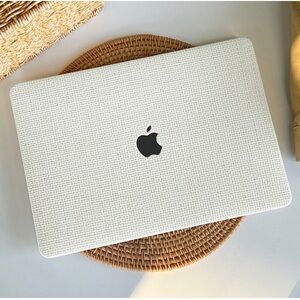 Apple Woven Texture White Laptop Cover